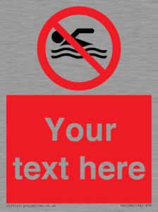 Custom No swimming prohibition Sign